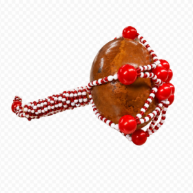 Maraca de Santería Changó decorada de 25 cm en rojo y blanco