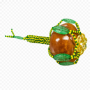 Maraca de Santería Orula decorada de 25 cm en verde y amarillo