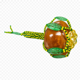 Maraca de Santería Orula decorada de 25 cm en verde y amarillo