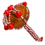 Maraca de Santería Changó decorada de 25 cm en rojo y blanco