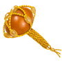 Maraca de Santería Oshún decorada de 25 cm en amarillo y dorado