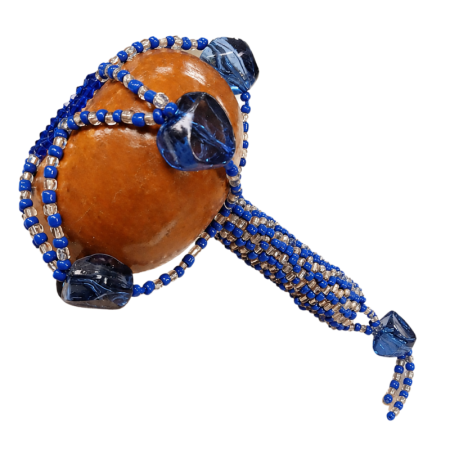 Maraca de Santería Yemayá decorada de 25 cm en azul y cristal