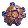 Detalle de maraca de Yemayá con cuentas azules y cristal