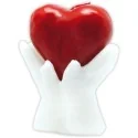 Vela Corazon con Manos 9 cm - Blanco - Rojo | Tienda Esotérica Changó