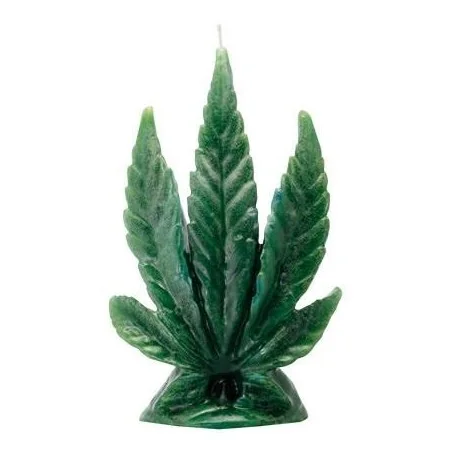 Vela Hoja Cannabis 18 cm - Verde | Tienda Esotérica Changó