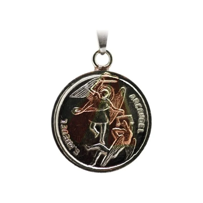 Amuleto Arcangel Miguel con Tetragramaton 3 Metales 2.5 cm