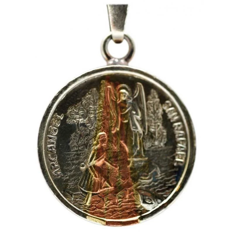 Amuleto Arcangel Rafael con Tetragramaton 3 Metales 3.5 cm
