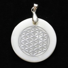 Amuleto Geometria Sagrada 3 cm (Acero Plateado incrusado en Nacar) | Tienda Esotérica Changó