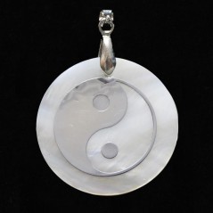 Amuleto Yin Yang 3 cm (Acero Plateado incrusado en Nacar) | Tienda Esotérica Changó
