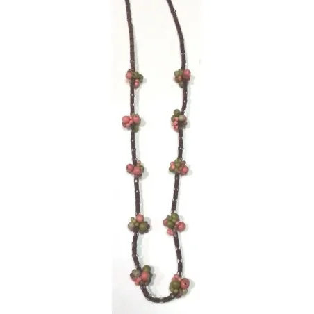 Collar Trenzado Esferas Rosas y Verdes 48 cm | Tienda Esotérica Changó