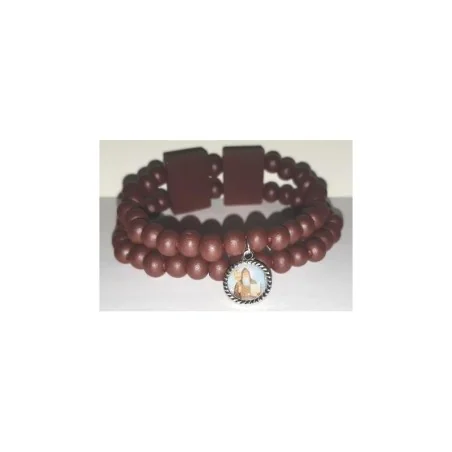 Pulsera de madera doble elástica San Benito 7mm | Tienda Esotérica Changó