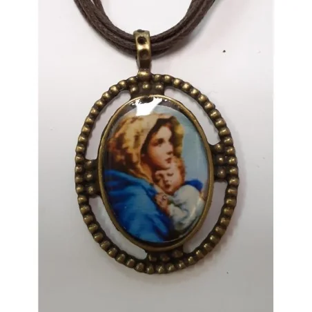 Medalla Virgen con Niño con Cordon 3.5 x 3 cm aprox - sin Estampa Modelo Nº 2 | Tienda Esotérica Changó