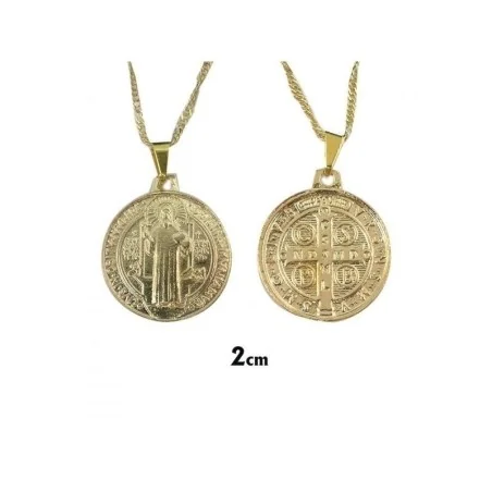 Medalla San Benito Metal Dorada 2 cm