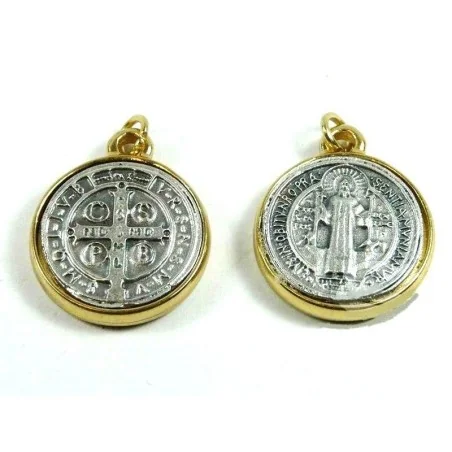 Medalla San Benito Borde Dorado 2.1 cm