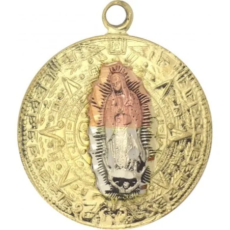 Amuleto Guadalupe Aureola Tumbaga 3 Metales 4 cm