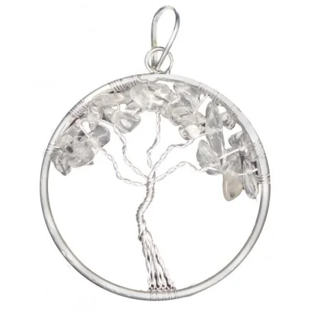 Amuleto Arbol de la Vida Chakra 7 Cuarzo Blanco - 4 cm