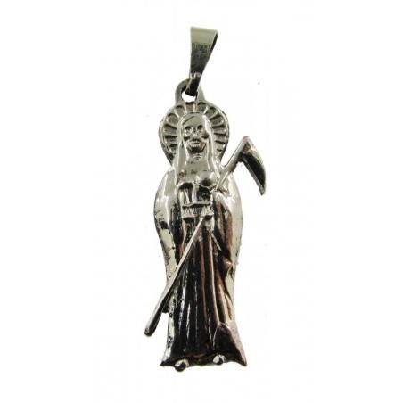 Amuleto Santa Muerte Tumbaga Plateada 4.5 cm