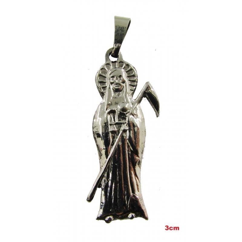 Amuleto Santa Muerte Tumbaga Plateada 3 cm