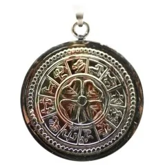 Amuleto Trebol Vencedor y Signos Astrologicos con Tetragramaton 3.5 cm (Talisman: Buena Suerte-Dinero-Amor-Salud)