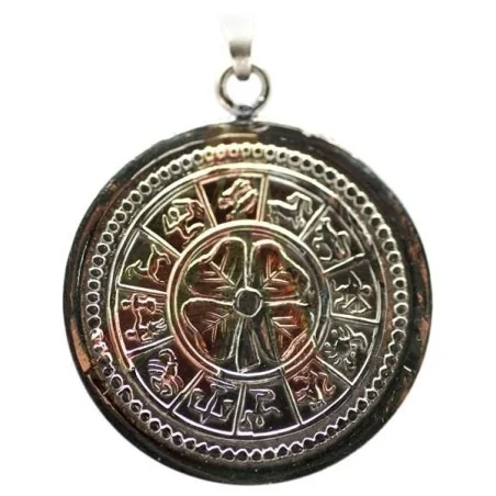 Amuleto Trebol Vencedor y Signos Astrologicos con Tetragramaton 3.5 cm (Talisman: Buena Suerte-Dinero-Amor-Salud)