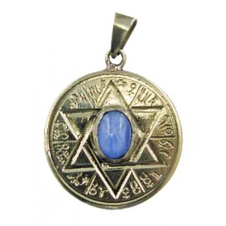 Amuleto Estrella 6 Puntas Atrae y Repele Piedra Azul c/ Tetragramaton 3.5 cm | Tienda Esotérica Changó