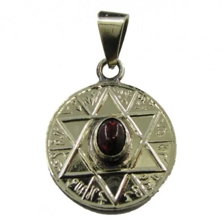 Amuleto Estrella 6 Puntas Atrae y Repele Piedra Roja con Tetragramaton 2.5 cm | Tienda Esotérica Changó