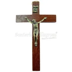 Cruz Madera Barnizada con Cristo 20 x 11 cm | Tienda Esotérica Changó