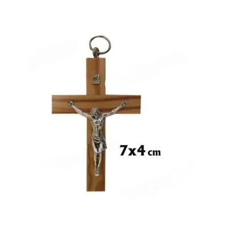 Cruz Madera Olivo con Cristo 7 cm