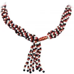 Collar Mazo Eleggua Eshu Bi (Simple) (Blanco-Negro-Rojo) (140 a 160 cm) | Tienda Esotérica Changó