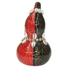 Güiro Ceramica Rojo Negro Decorado Cauries (Eleggua) | Tienda Esotérica Changó