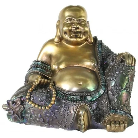 Buda Sonriente 19 x 19 x 13 cm. (Dorado a color) | Tienda Esotérica Changó