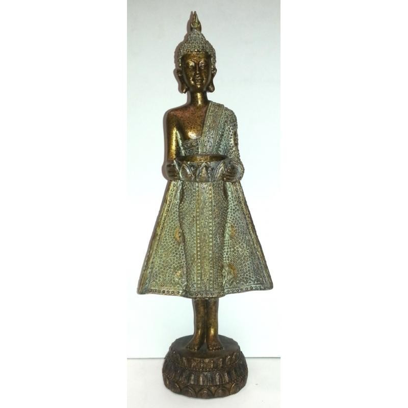 Buda porta vela Resina Dorado 38 x 12 cm
