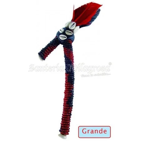 Garabato Eleggua Forrado en cuentas/plumas Grande (60 a 70 cm aprox.) | Tienda Esotérica Changó