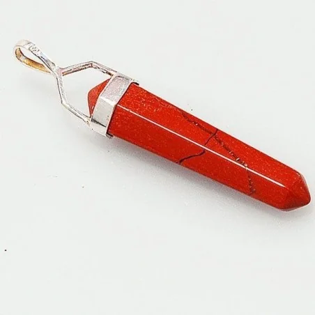 Colgante Mineral Punta Jaspe Rojo 3.5 a 4 cm aprox. (Engarce Plata) | Tienda Esotérica Changó