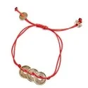 Pulsera Monedas I Ching 3 Doradas Hilo Rojo (Ajustable) | Tienda Esotérica Changó