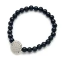 Pulsera Obsidiana con Amuleto Flor de la Vida (bolas 8 mm) | Tienda Esotérica Changó