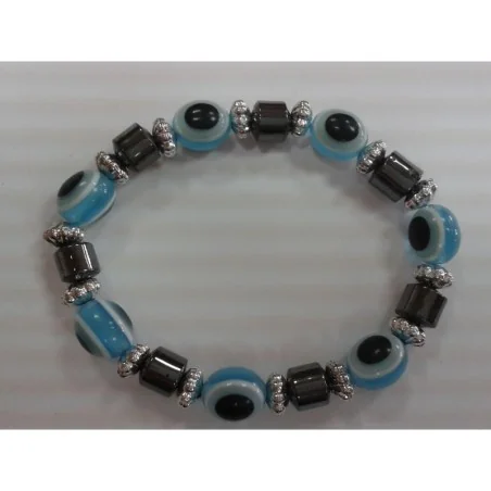 Pulsera Simil Cristal Ojo Turco Celeste (Contra Mal de Ojo) (Elastica) | Tienda Esotérica Changó