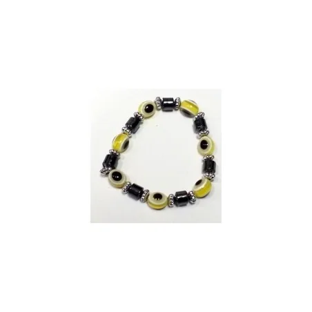 Pulsera Simil Cristal Ojo Turco Amarillo ( Contra Mal de Ojo ) ( Elastica )