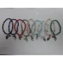 Pulsera Simil Cristal c/ Circonita Mano de Fatima + Ojo Turco Circulo (Elastica) | Tienda Esotérica Changó