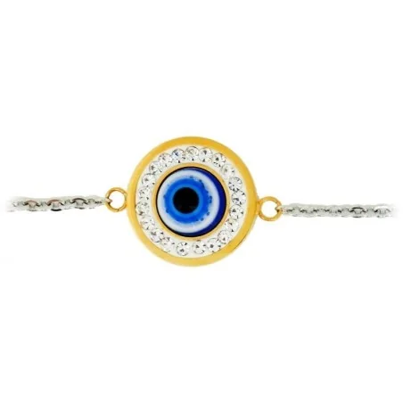 Pulsera Ojo Turco Dorado Brillante (Acero)