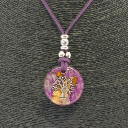 Collar Orgon Arbol de la Vida Morado (3,2 cm Ajustable) | Tienda Esotérica Changó