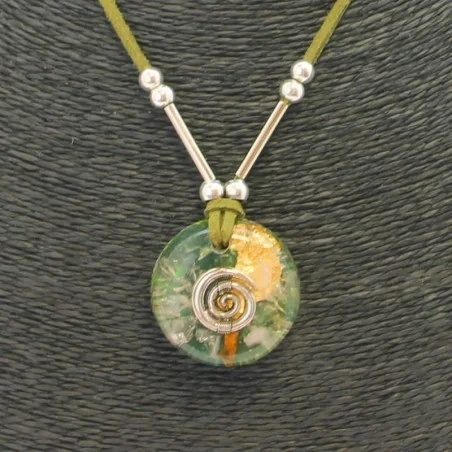 Collar Orgon Espiral Verde (3,2 cm Ajustable) | Tienda Esotérica Changó