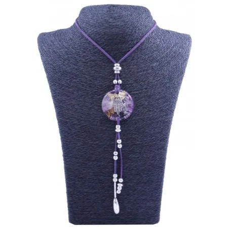 Collar Orgon Mano de Fatima Morado con Abalorios (3,7 cm Ajustable) | Tienda Esotérica Changó