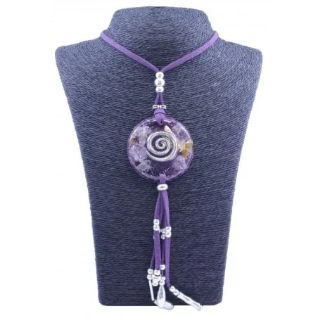 Collar Orgon Espiral Morado con Abalorios (5,4 cm Ajustable) | Tienda Esotérica Changó