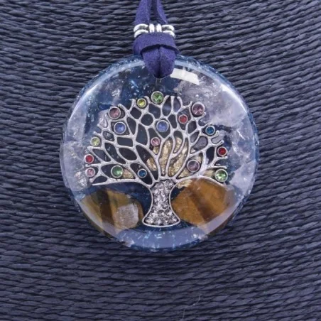 Collar Orgon Arbol de la vida brillantes Azul (5,4 cm Ajustable) | Tienda Esotérica Changó