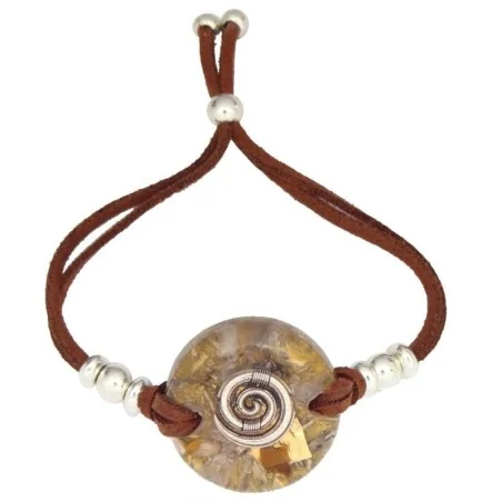 Pulsera Orgon Espiral Beige (3,2 cm Ajustable) Marron