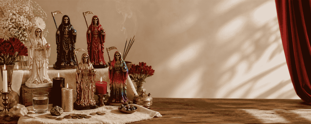Figuras de Santa Muerte para altar en distintos colores